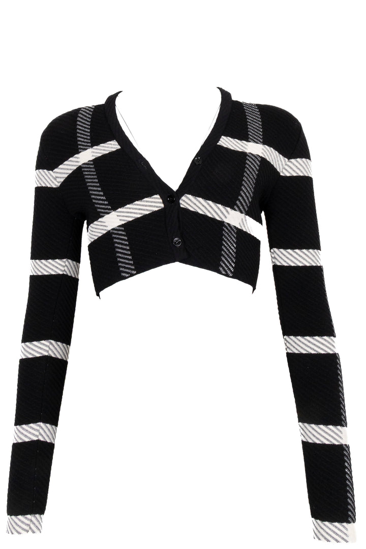 ALAÏA Cropped Cardigan Wool Black White