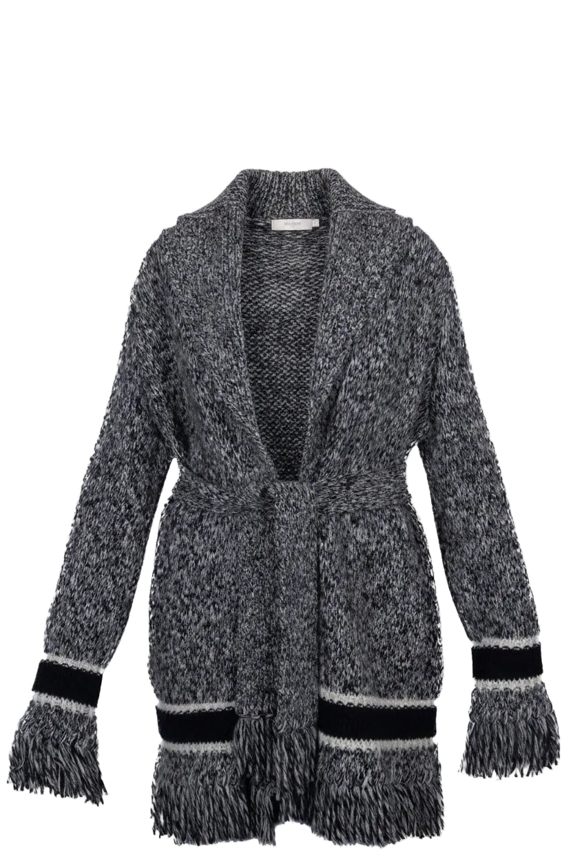 CHRISTIAN DIOR Belted Knit Cardigan Wool Navy