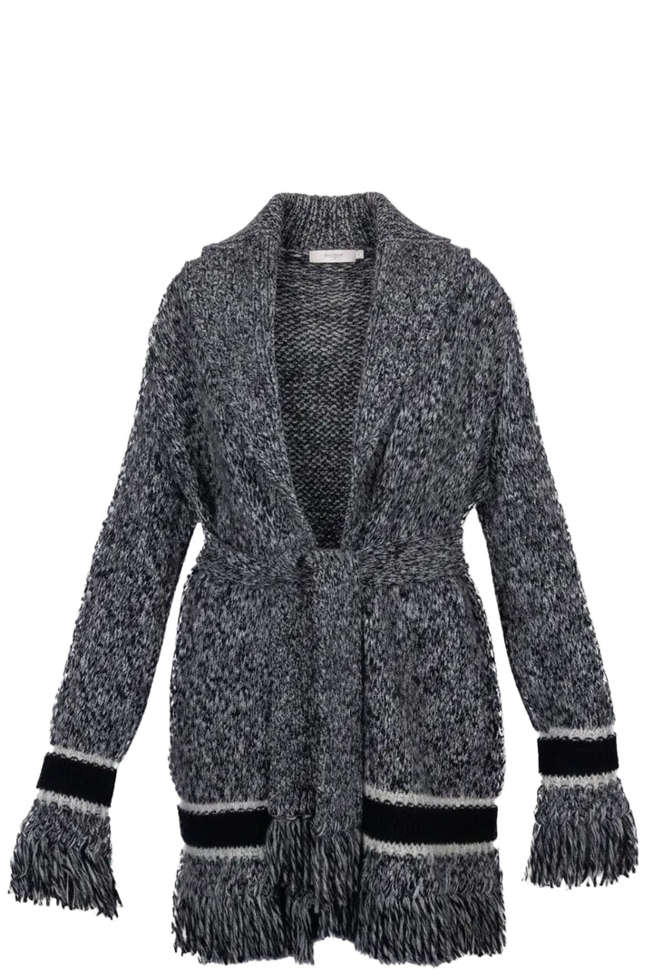 CHRISTIAN DIOR Belted Knit Cardigan Wool Navy