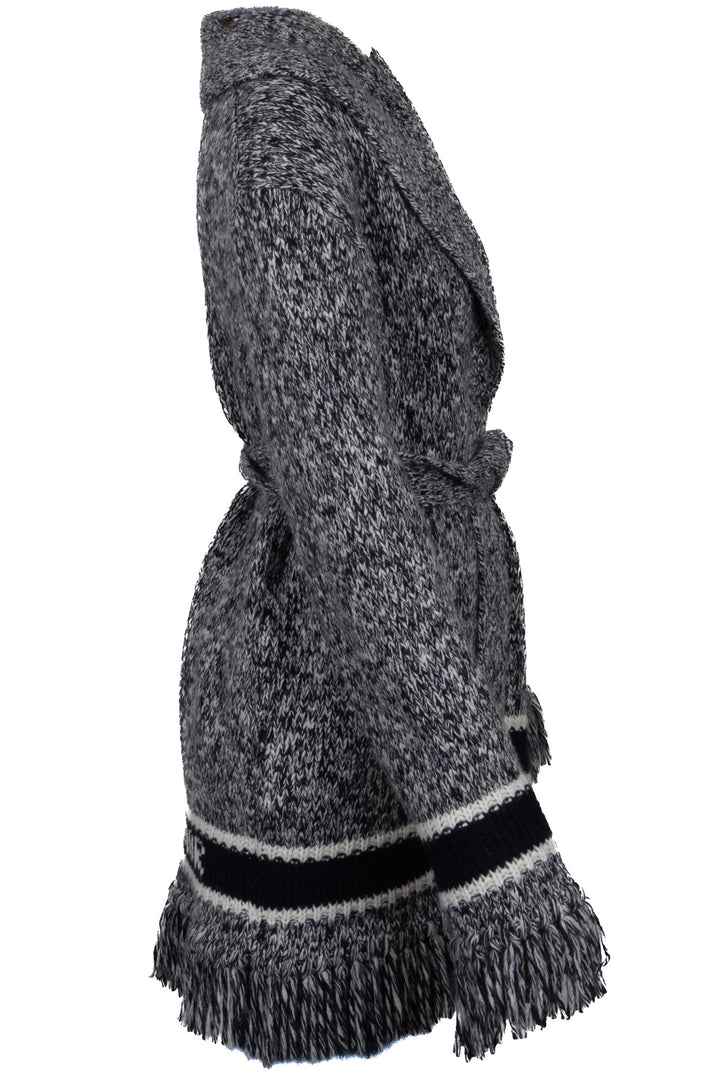 CHRISTIAN DIOR Belted Knit Cardigan Wool Navy