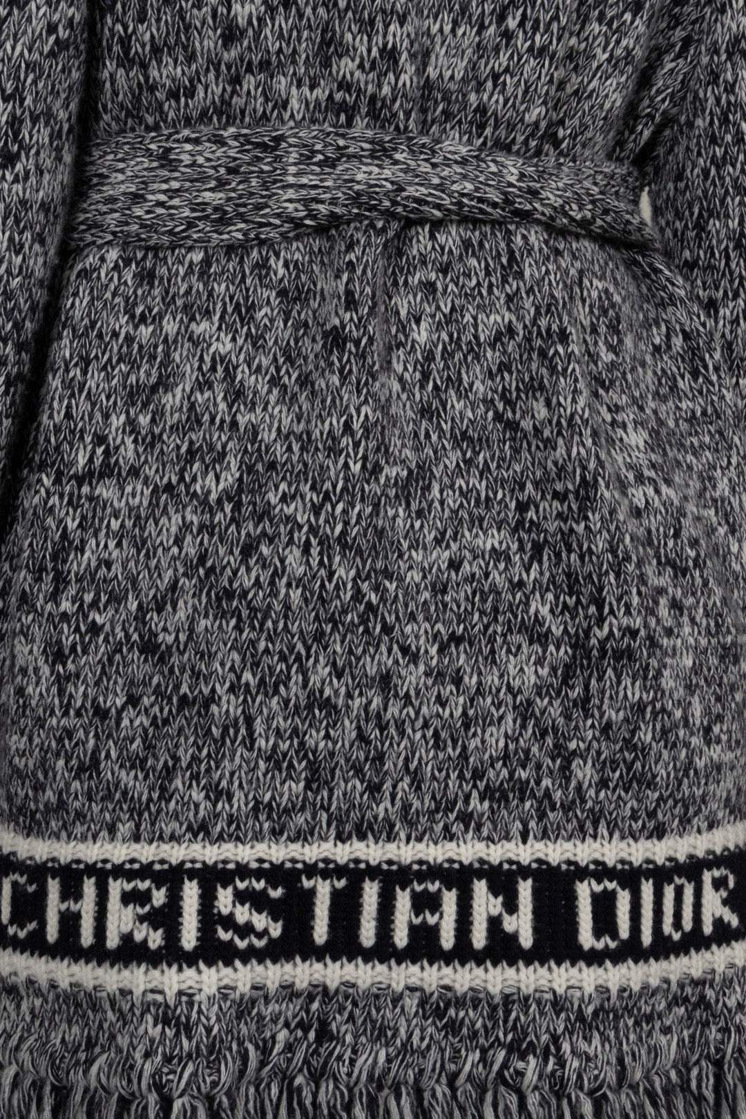 CHRISTIAN DIOR Belted Knit Cardigan Wool Navy