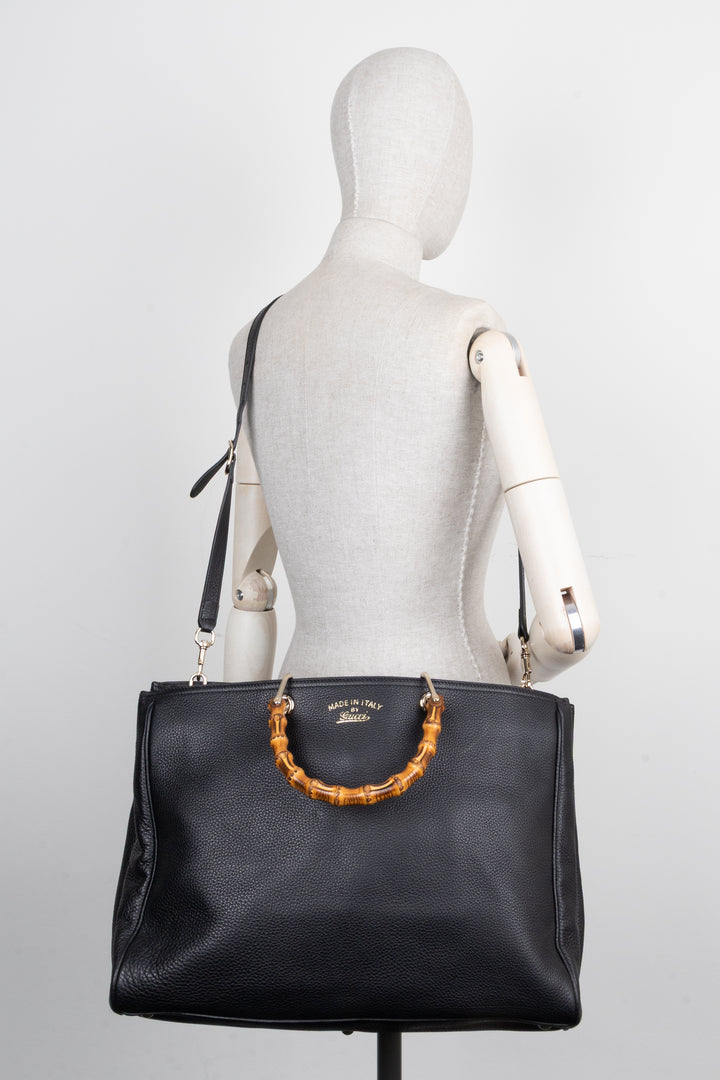 GUCCI Large Bamboo Tote Bag Black