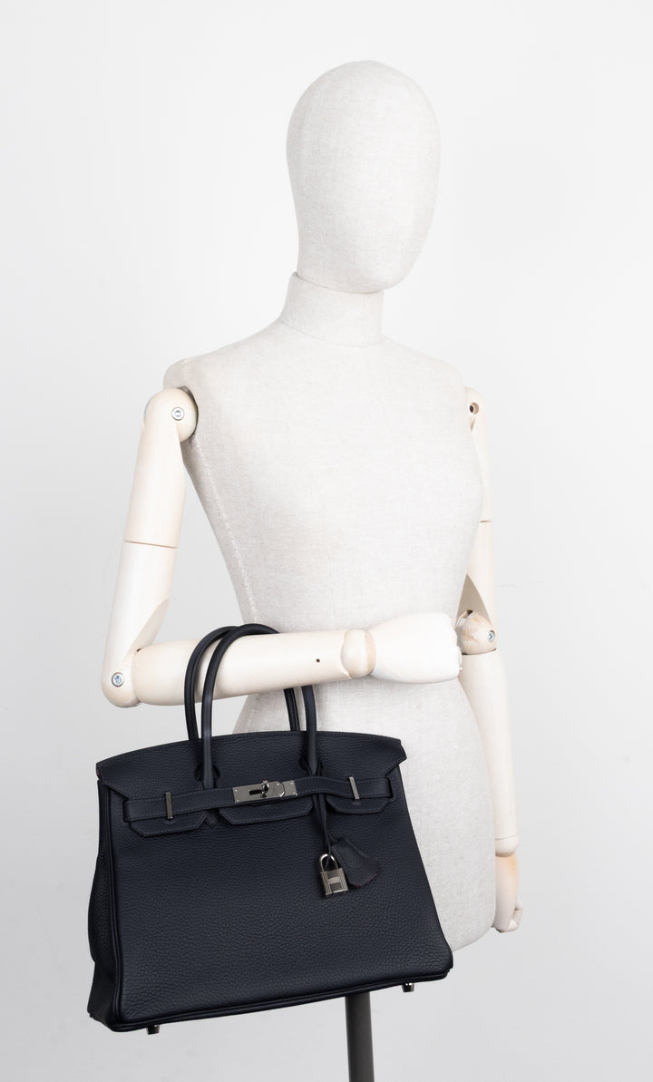 HERMÈS Birkin 30 Verso Retourne Togo Bleu Nuit Rose Pourpre