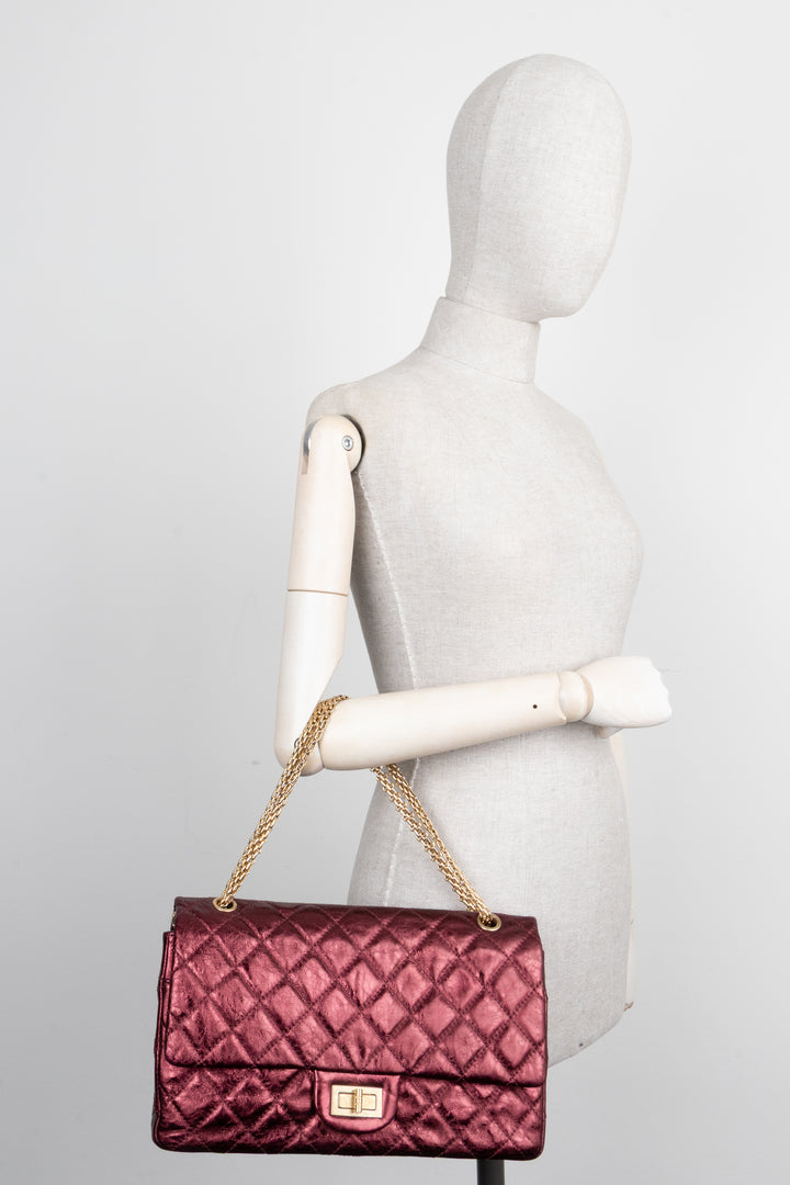 CHANEL 2.55 Reissue Double Flap Maxi Bag Metallic Red