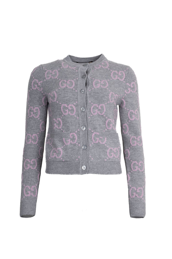 GUCCI GG Short Cardigan Gray Pink