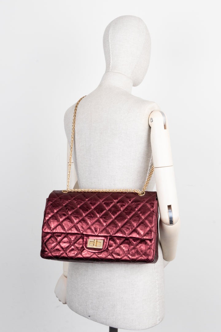 CHANEL 2.55 Reissue Double Flap Maxi Bag Metallic Red
