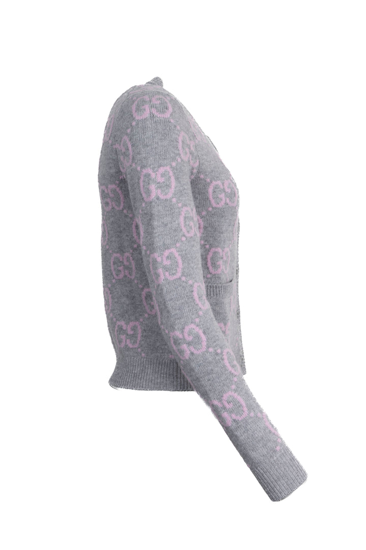 GUCCI GG Short Cardigan Gray Pink