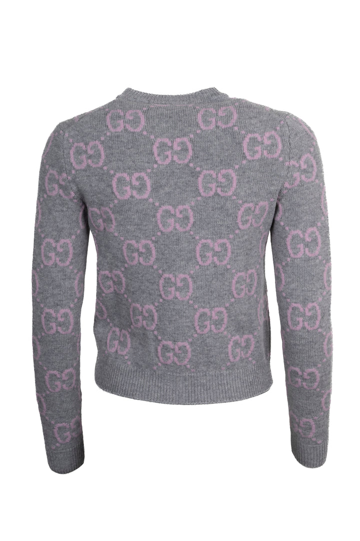 GUCCI GG Short Cardigan Gray Pink