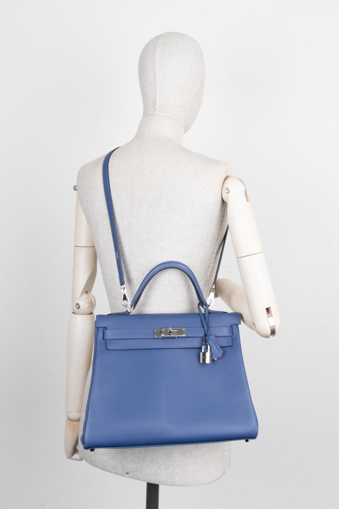 HERMÈS Kelly 32 Retourne Verso Evercolor Bleu Brighton Capucine