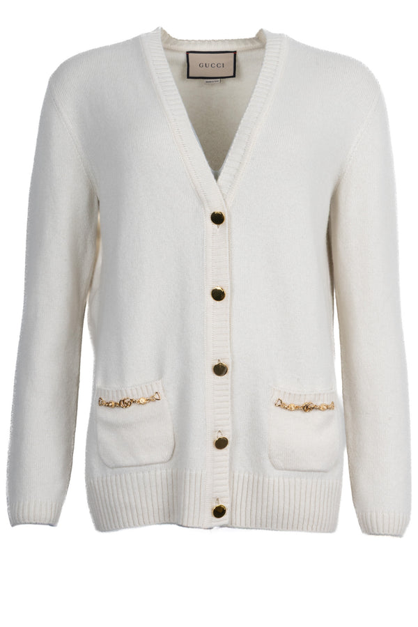 GUCCI Horsebit Cardigan Cashmere Ivory