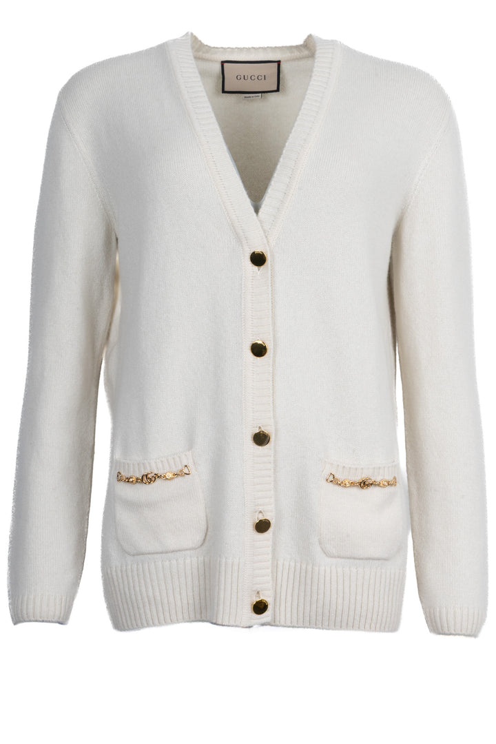 GUCCI Horsebit Cardigan Cashmere Ivory