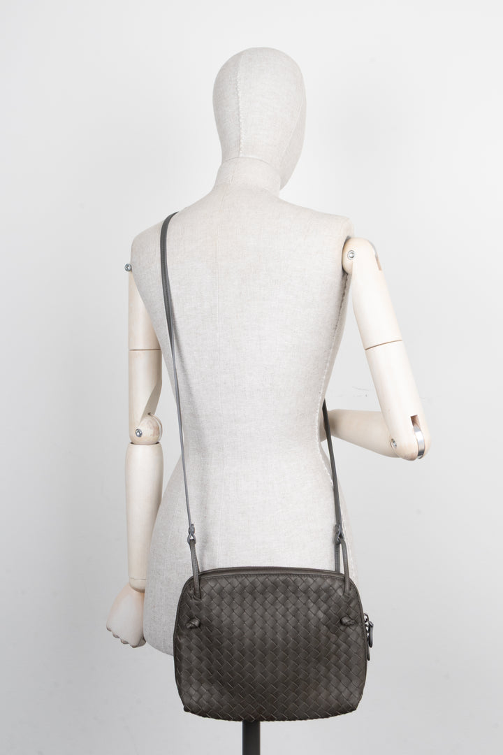 BOTTEGA VENETA Nodini Crossbody Bag Intrecciato Grey