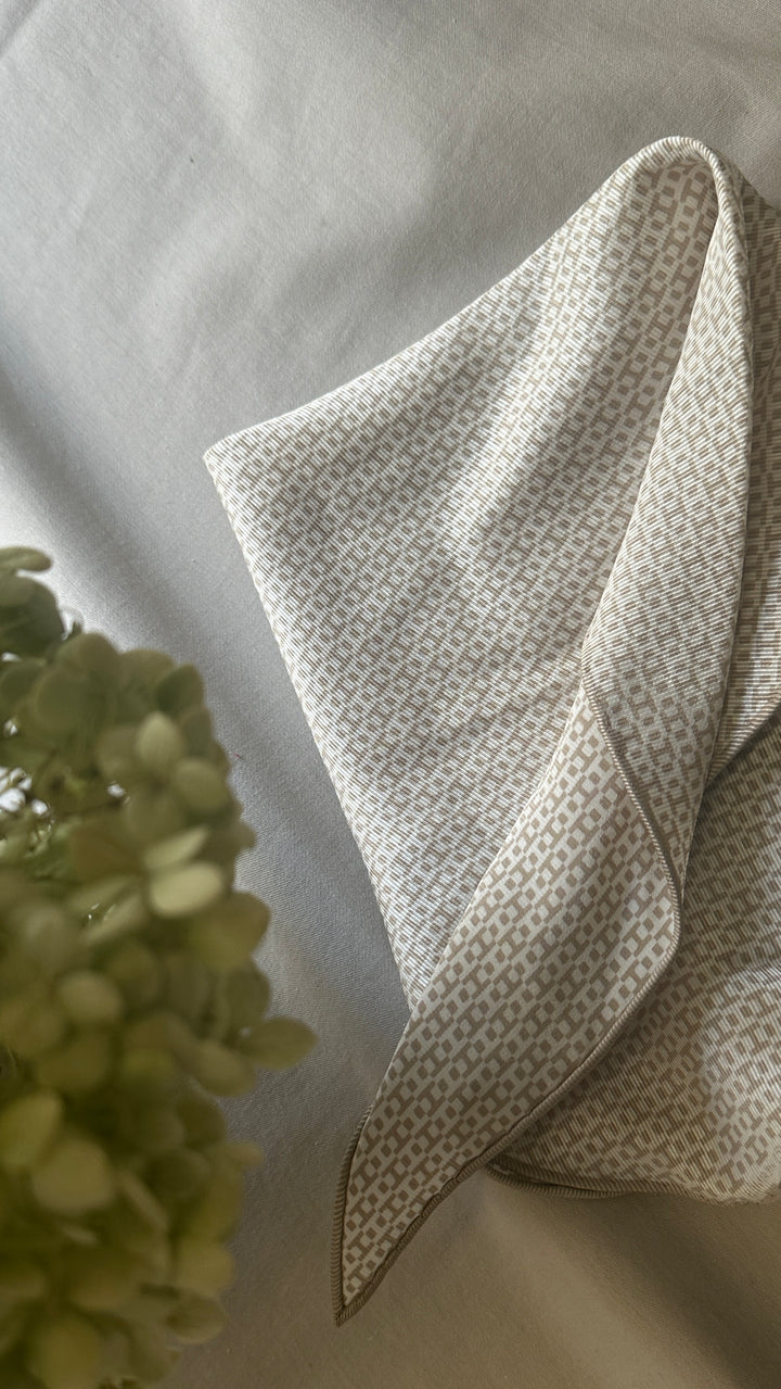 HERMÈS Triangle Silk Scarf H Beige