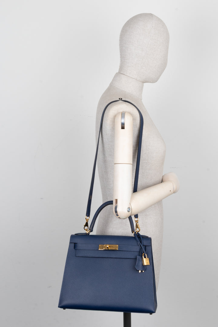HERMES Kelly Sellier 28 Epsom Bleu Navy