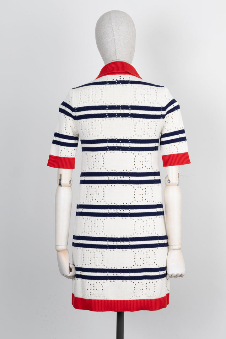 GUCCI Striped Knit Dress Red Blue