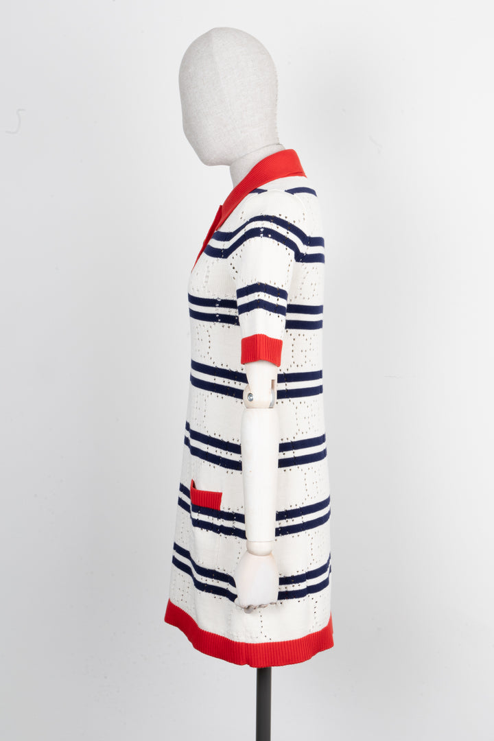 GUCCI Striped Knit Dress Red Blue