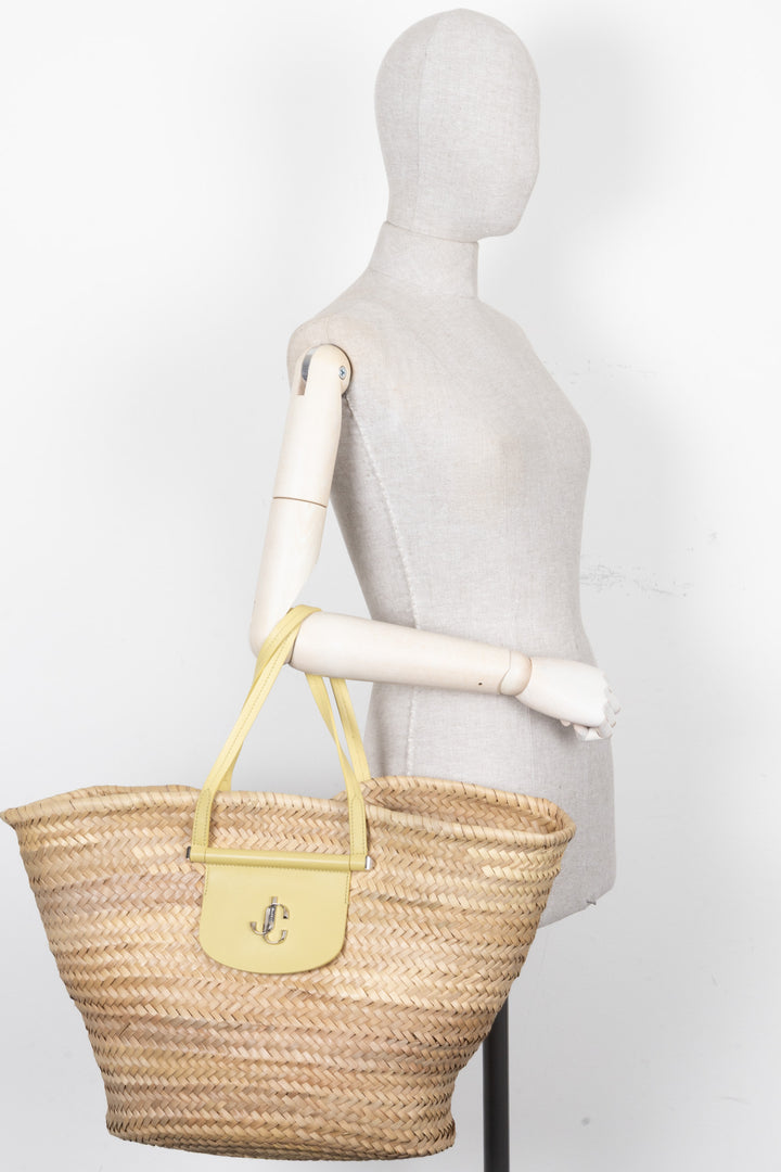 JIMMY CHOO Cabas Macy Raffia Lime