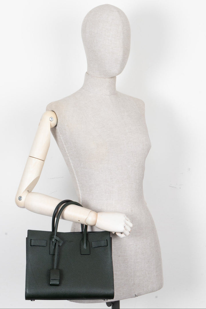 SAINT LAURENT Small Sac de Jour Leather Green