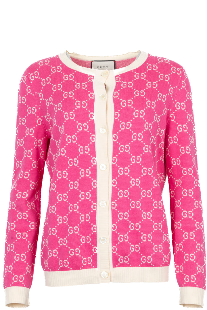 GUCCI GG Logo Cardigan Knit Pink
