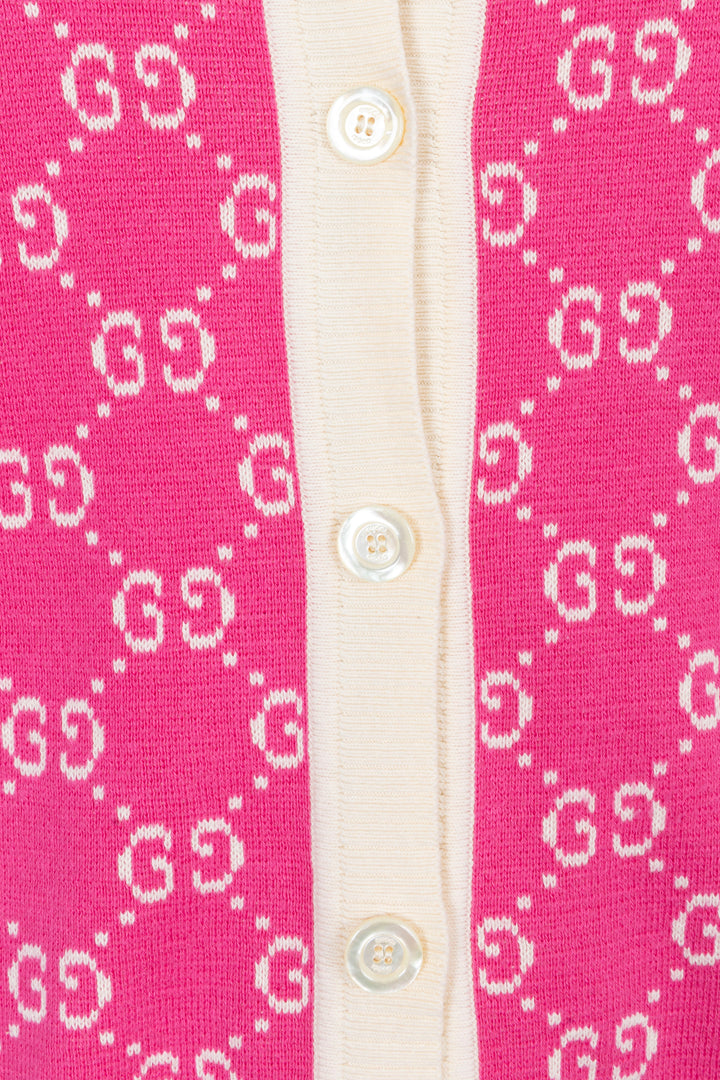 GUCCI GG Logo Cardigan Knit Pink