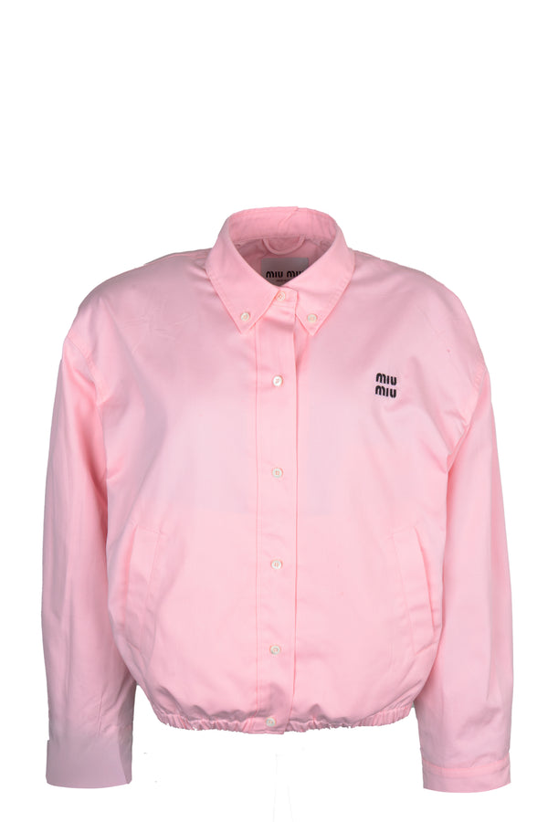 MIUMIU Logo Shirt Jacket Popeline Pink