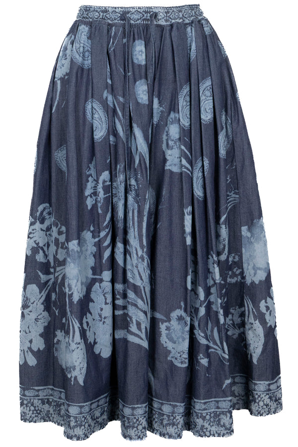 CHRISTIAN DIOR Jupe imprimé floral Coton Bleu