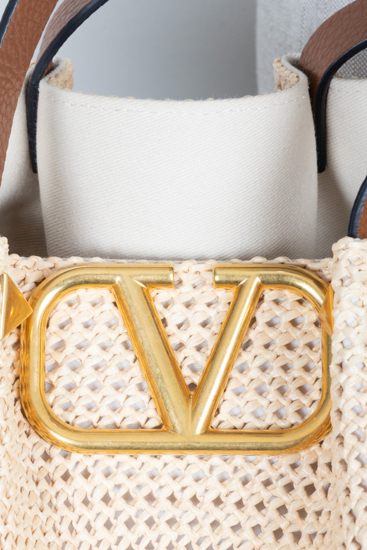 VALENTINO Medium Summer Tote Paille Beige