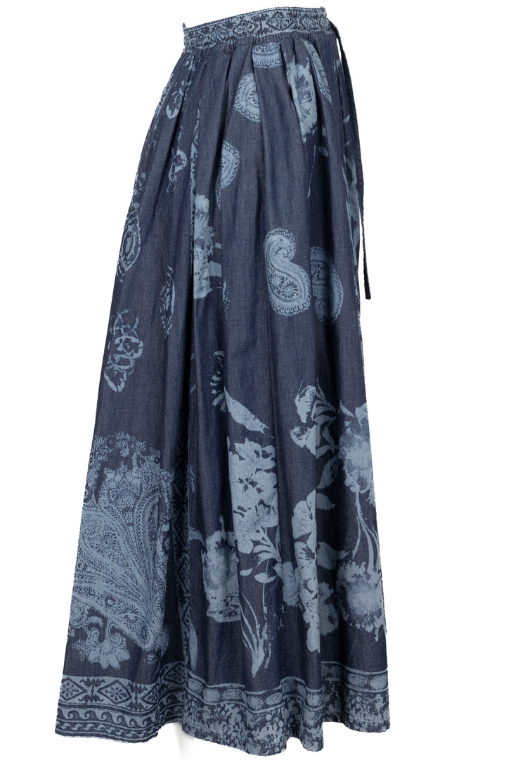 CHRISTIAN DIOR Jupe imprimé floral Coton Bleu
