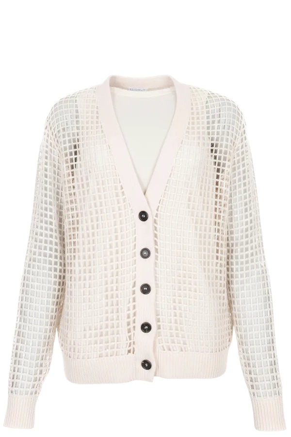 BRUNELLO CUCINELLI Two Piece Cardigan Silk Ivory