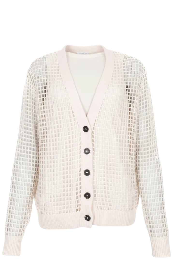 BRUNELLO CUCCINELLI Cardigan deux pièces en soie ivoire