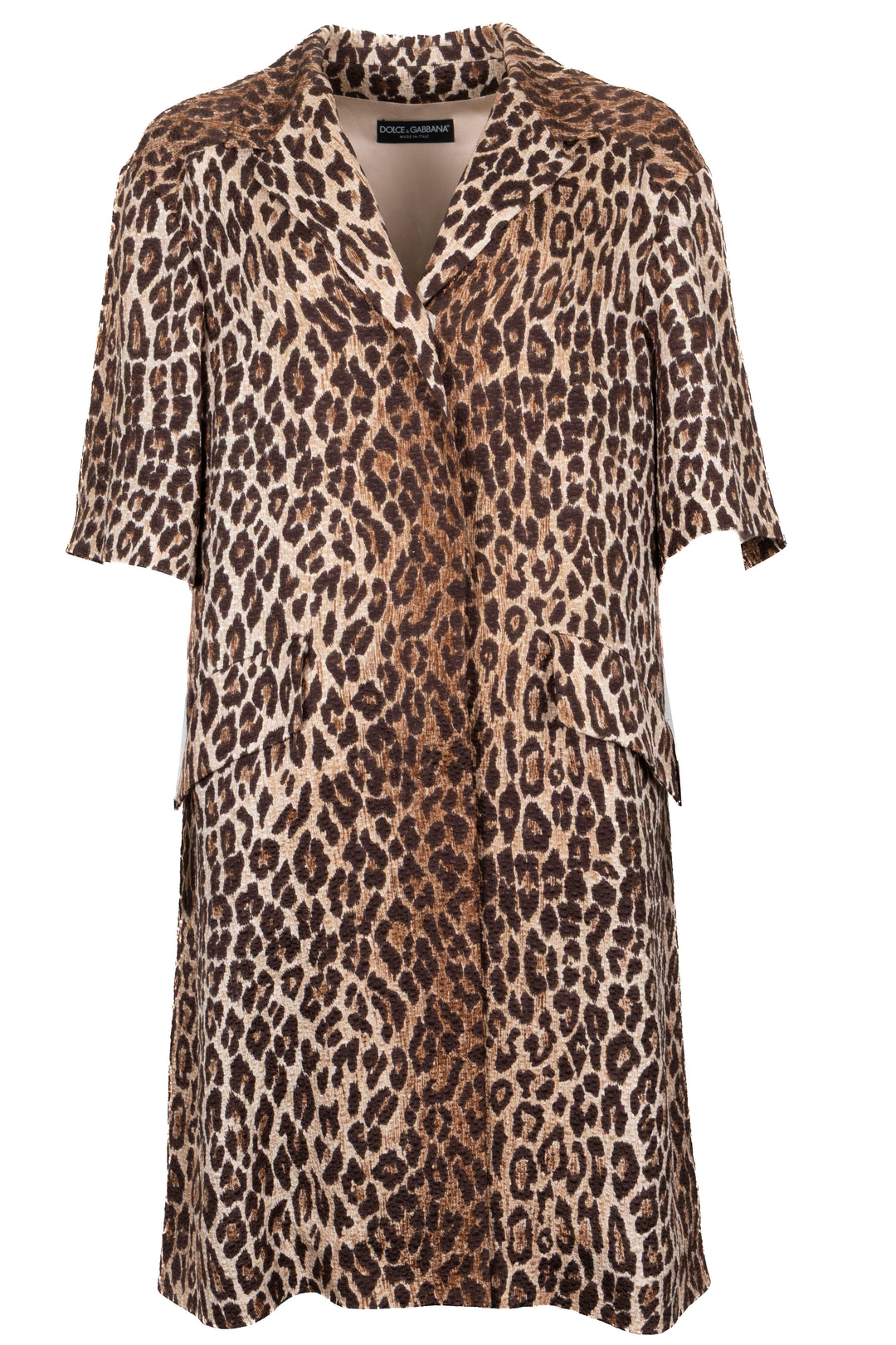 DOLCE&GABBANA Leo Print Short Sleeve Coat Brown