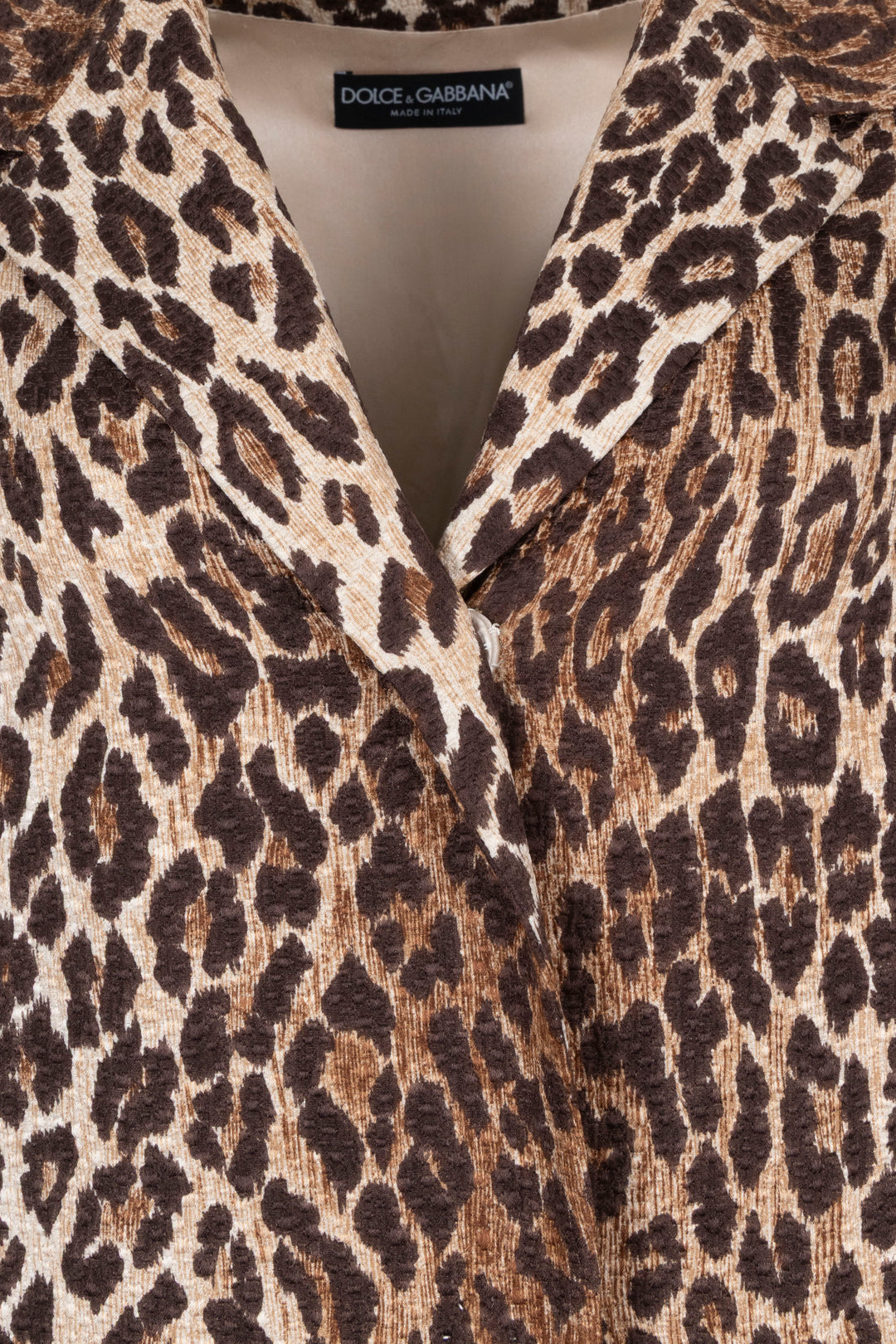 DOLCE&GABBANA Leo Print Short Sleeve Coat Brown