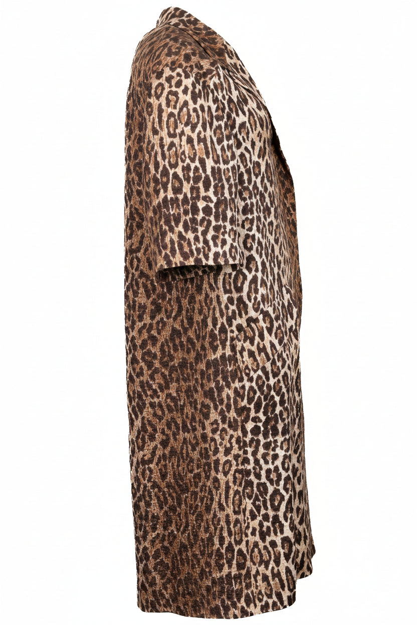 DOLCE&GABBANA Leo Print Short Sleeve Coat Brown