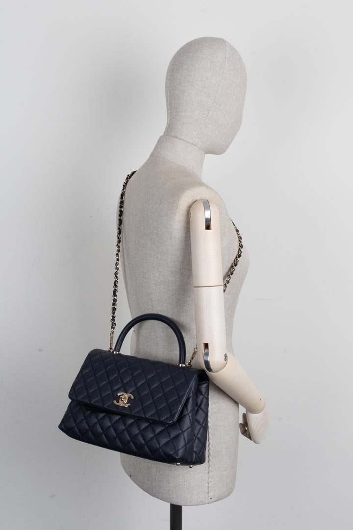 CHANEL Coco Handle Bag Caviar Blue