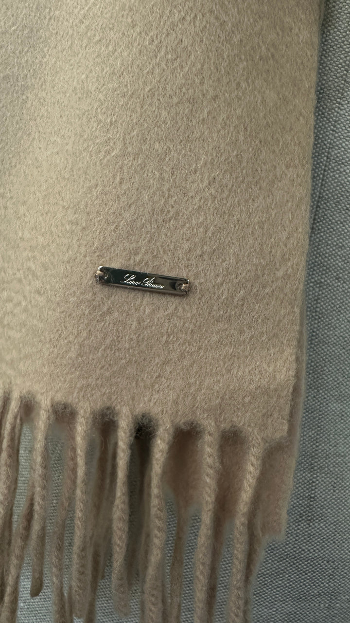 LORO PIANA Fringed Scarf Cashmere Beige