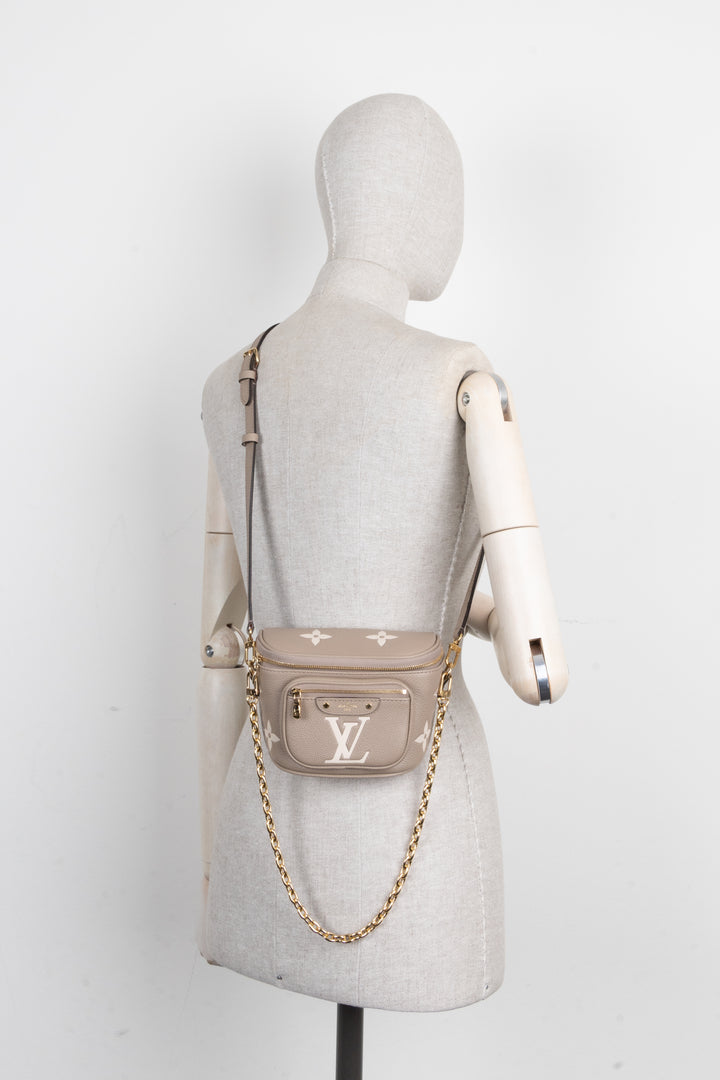 LOUIS VUITTON Mini Bum Bag Giant Monogram Taupe