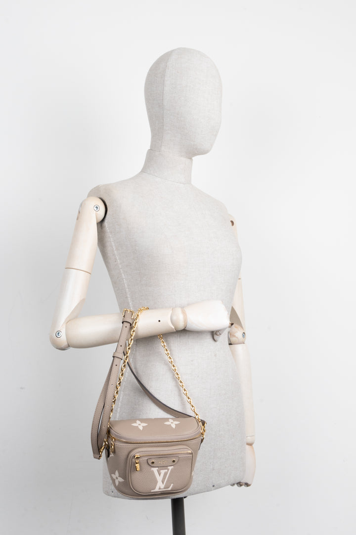 LOUIS VUITTON Mini Bum Bag Giant Monogram Taupe