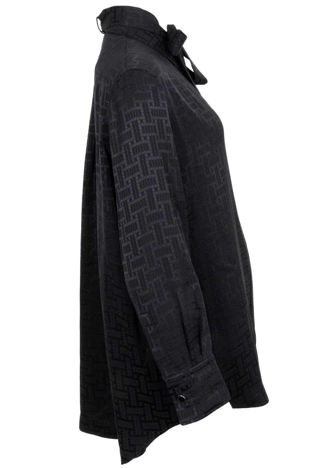 HERMÈS Blouse à nœud en soie noire