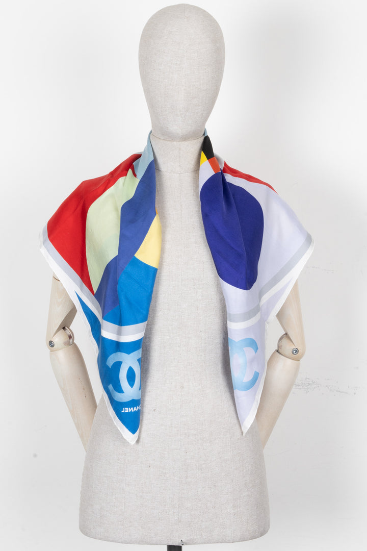 CHANEL Geometric Square Silk Multicolor