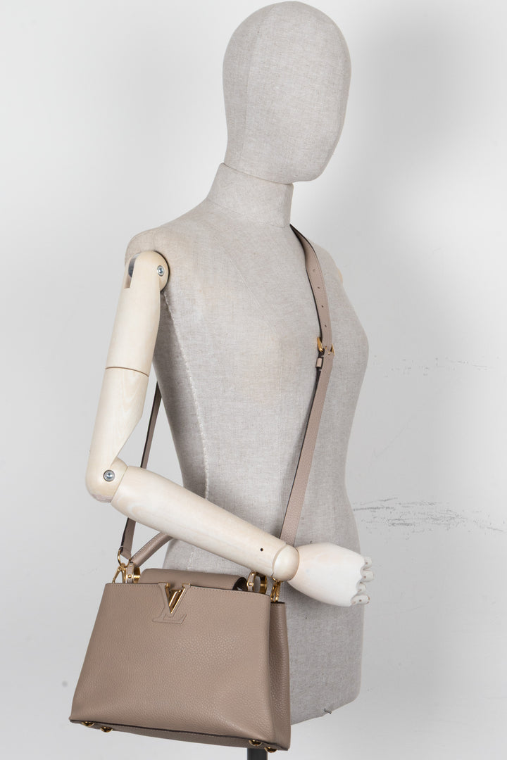 LOUIS VUITTON Capucines BB Bag Leather Galet Grey