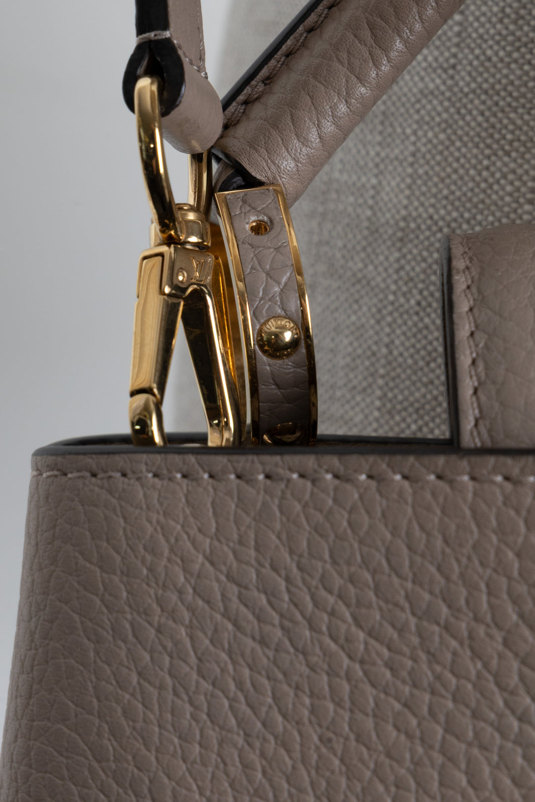 LOUIS VUITTON Capucines BB Bag Leather Galet Grey
