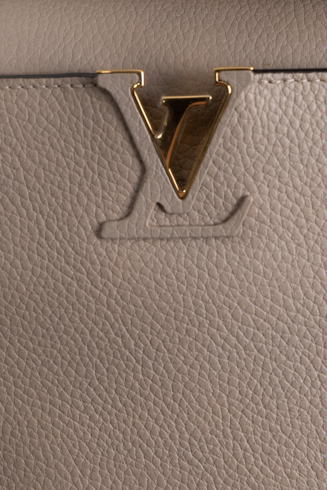 LOUIS VUITTON Capucines BB Bag Leather Galet Grey