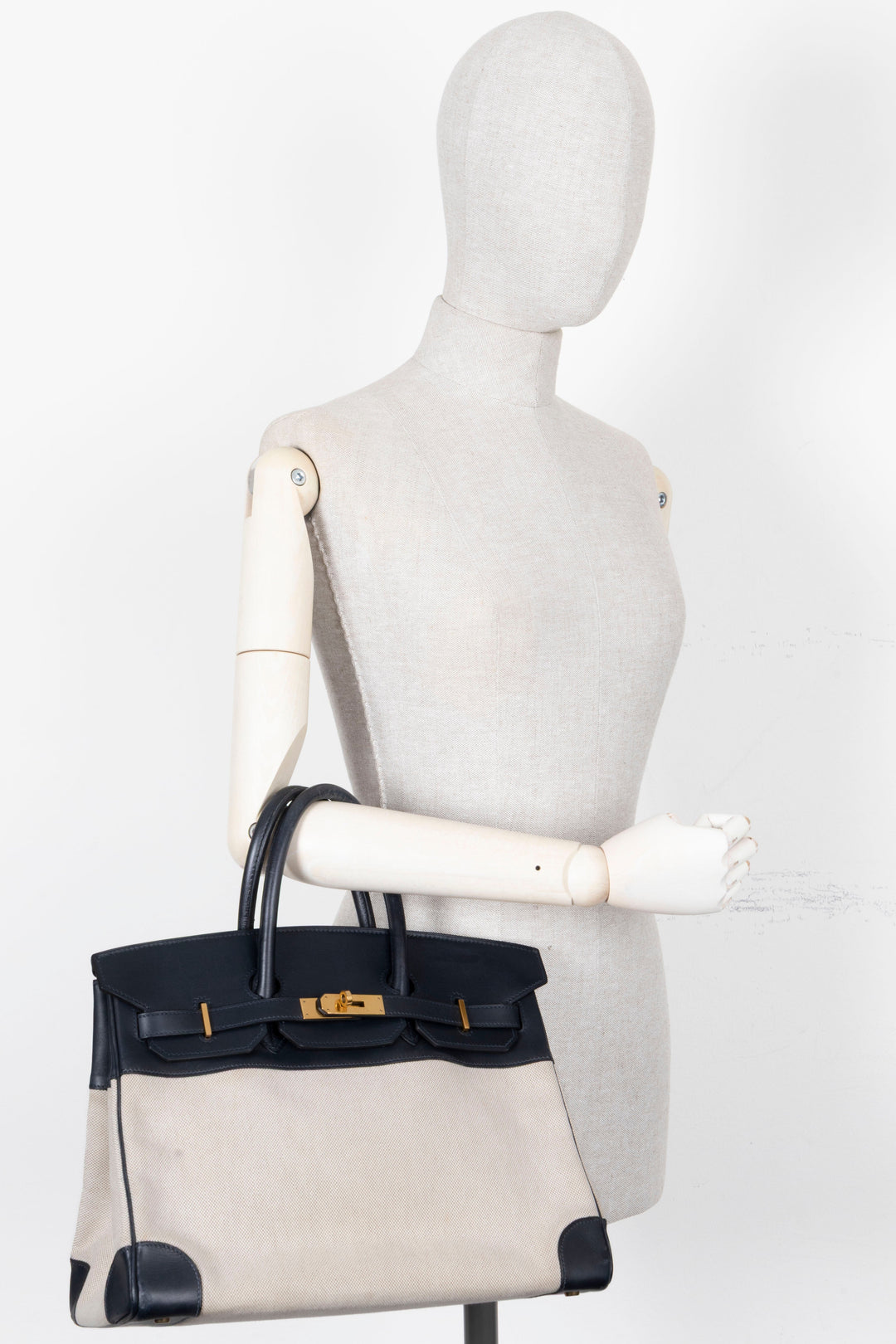 HERMÈS Birkin 35 Toile H Barenia Bleu Marine