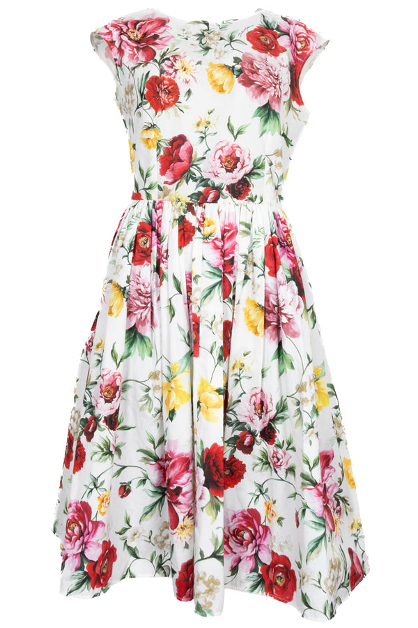 DOLCE&GABBANA Floral Midi Dress White Multicolor