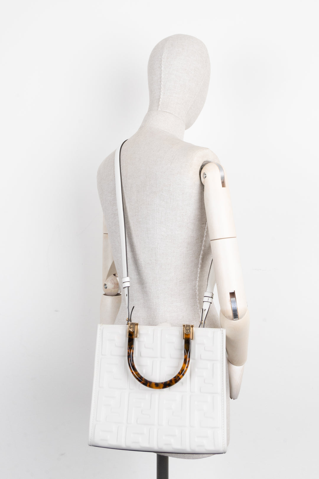 FENDI Sunshine Bag Zucca Leather White