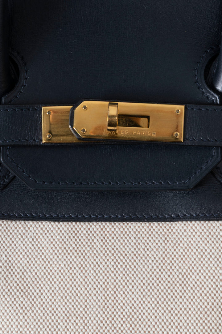 HERMÈS Birkin 35 Toile H Barenia Bleu Marine