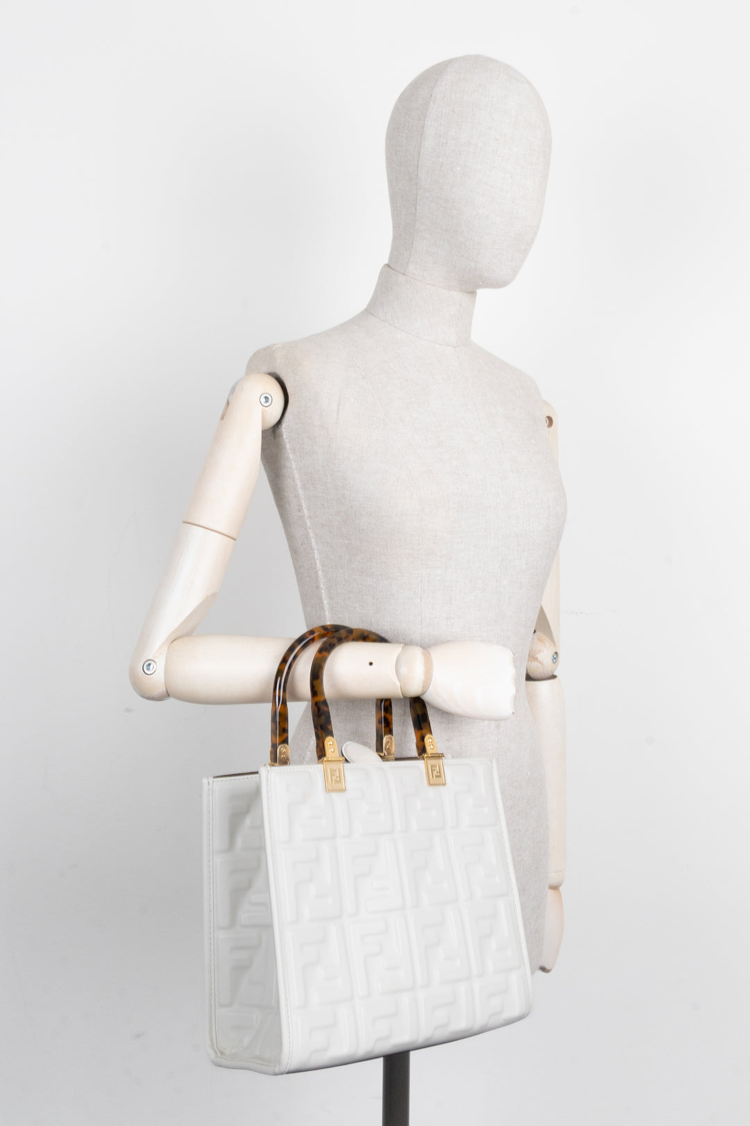 FENDI Sunshine Bag Zucca Leather White