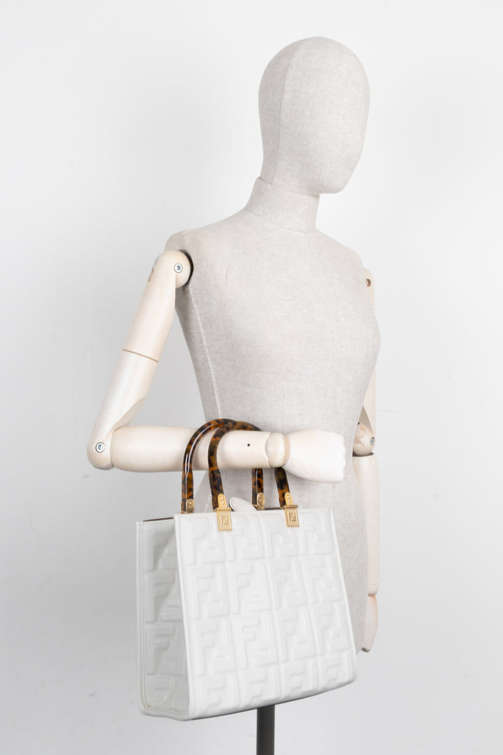 FENDI Sunshine Bag Zucca Leather White