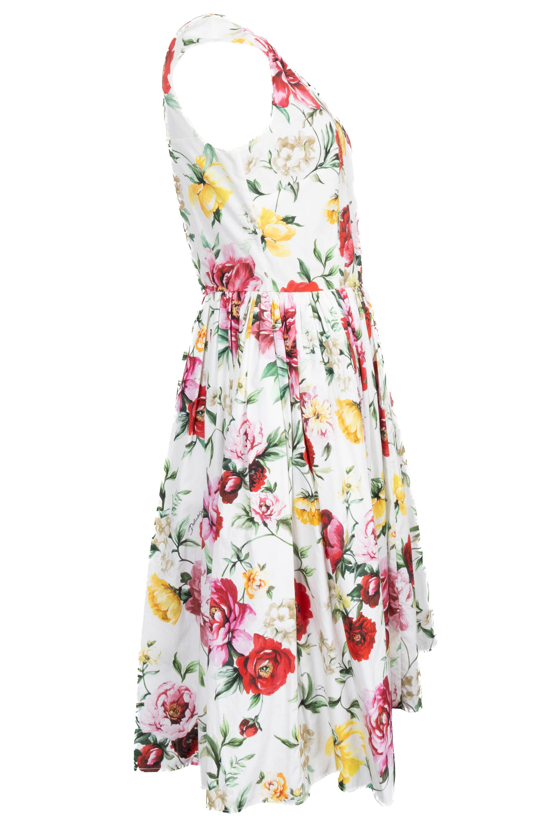DOLCE&GABBANA Floral Midi Dress White Multicolor