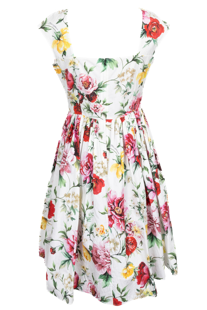 DOLCE&GABBANA Floral Midi Dress White Multicolor